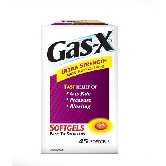 Capsules Gas-X Ultra-fort pour soulager rapidement la douleur, la pression et les ballonnements, 180 mg, 45 unités 45 capsules