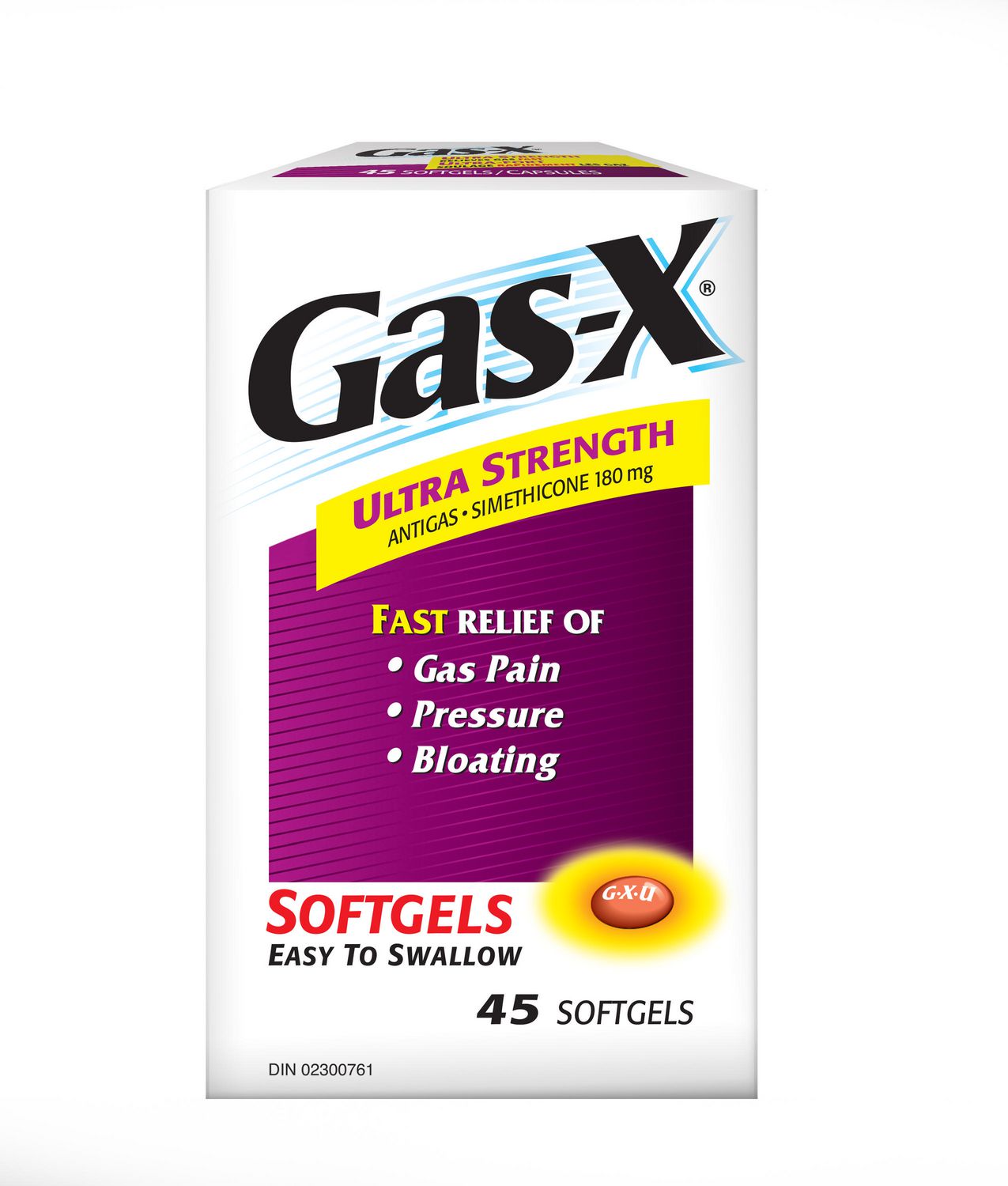 Gas-X Ultra-Strength Softgels for Relief of Gas Pain, Pressure, and Bloating, 180mg, 45-Count