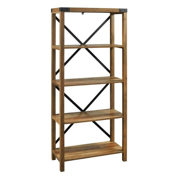 Manor Park 4 Shelf Farmhouse Metal Bookcase Multiple Finishes