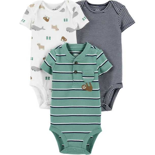 Child of Mine made by Carter's 3Pack Newborn Boys Bodysuits - Sloth 