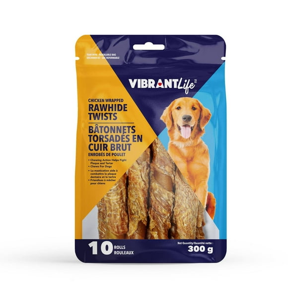 VibrantLife Chicken Wrapped Rawhide Twists Chews for Dogs, 300 g