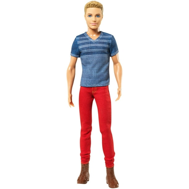 Barbie Fashionistas – Poupée Ken, jean rouge et t-shirt bleu