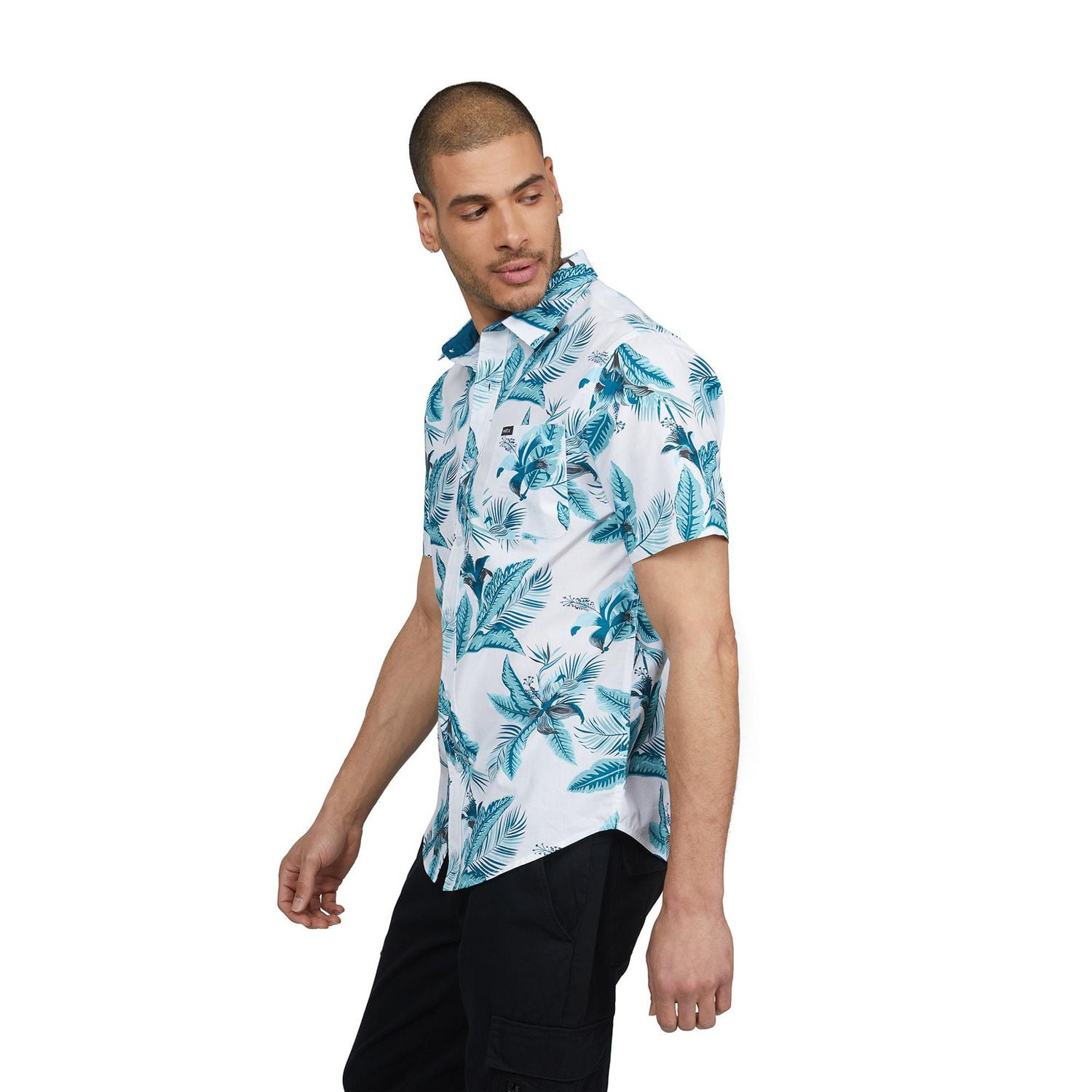 Matix floral print short sleeve button down for men