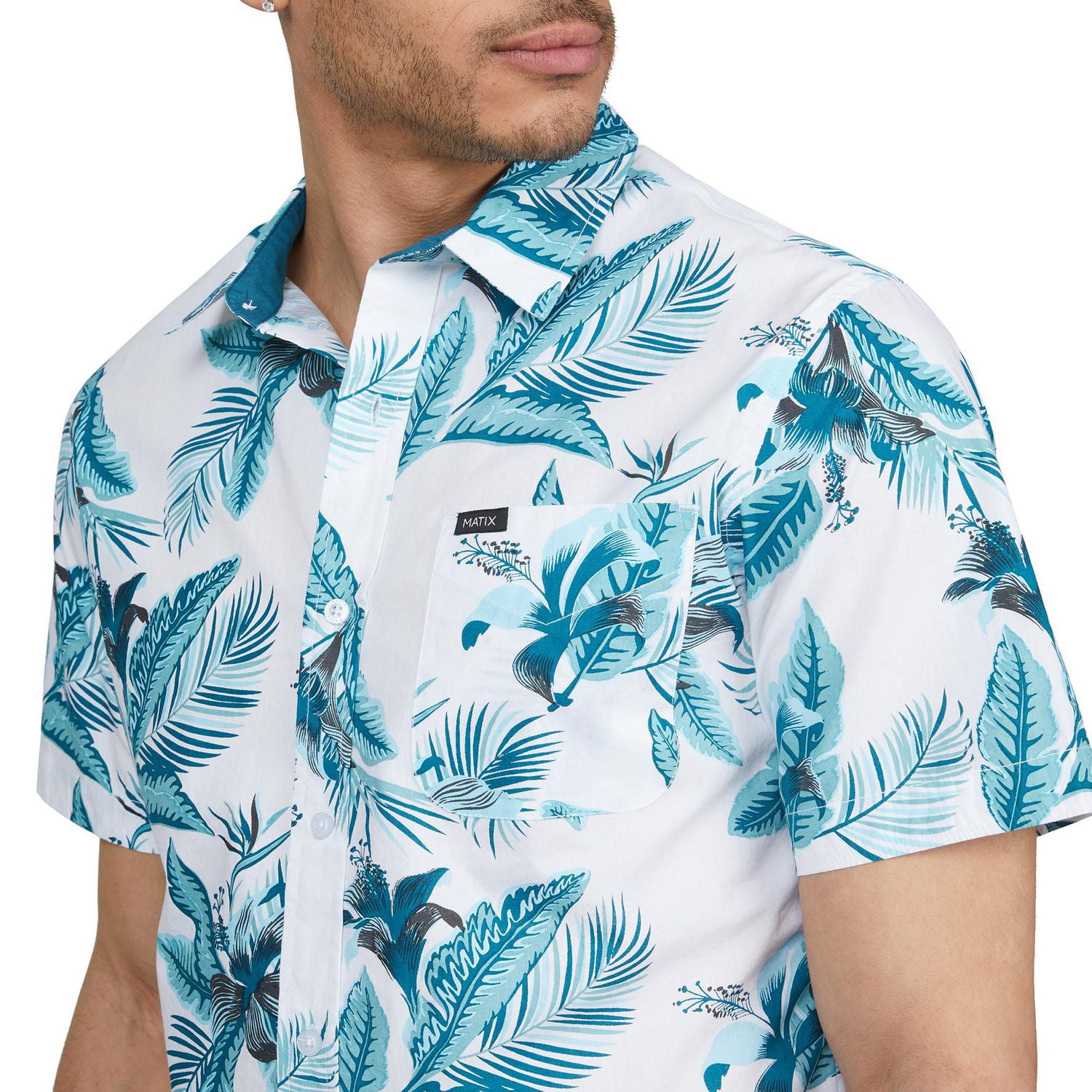 Matix floral print short sleeve button down for men