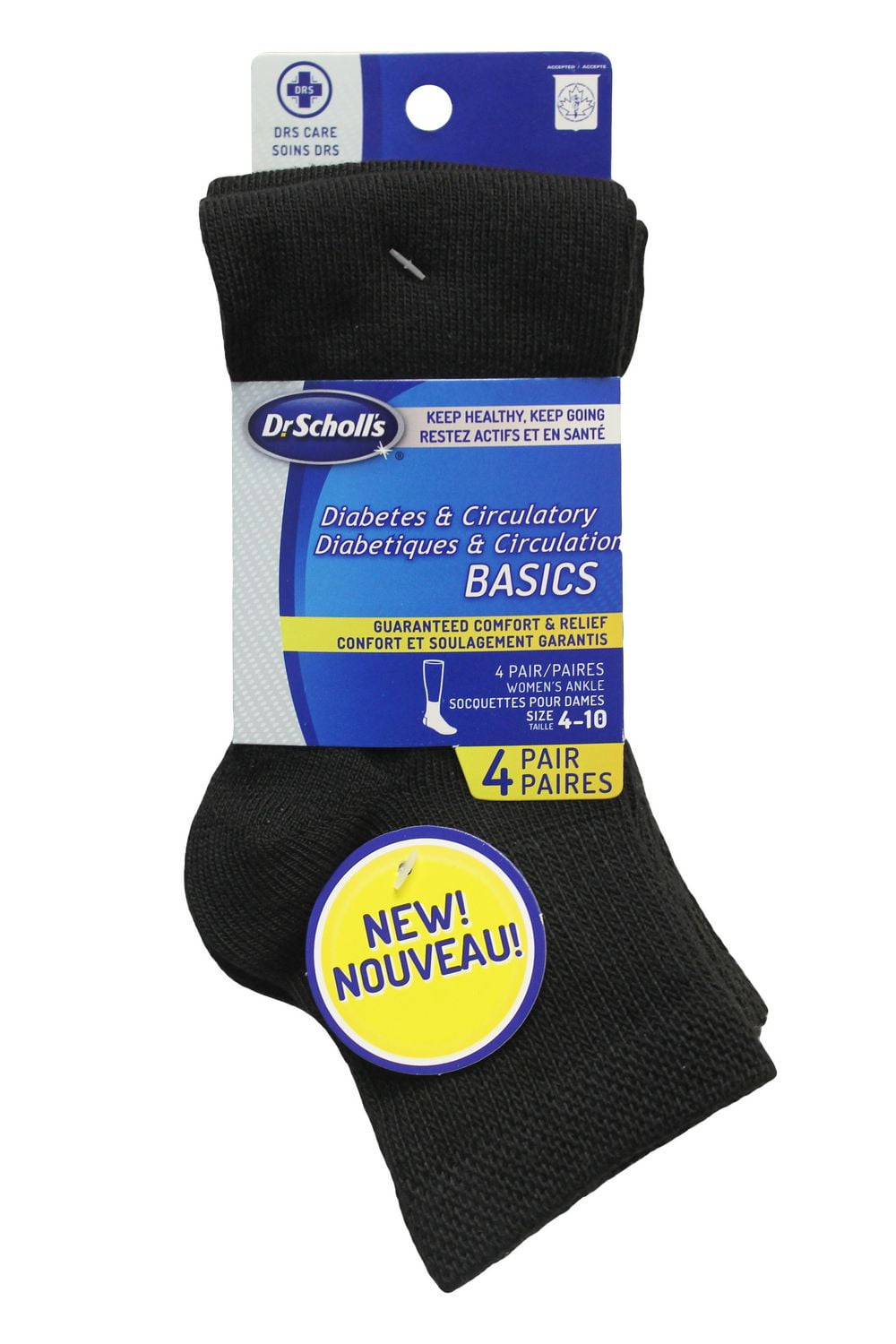 Dr.Scholl's Women's Diabetes And Circulatory Ankle Socks, 4 Pairs