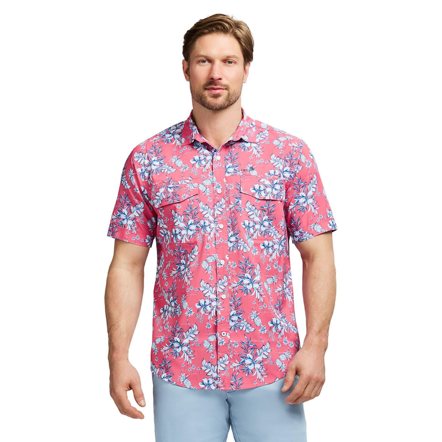 IZOD S/S Sunshield Woven Printed Shirt, S-XXL