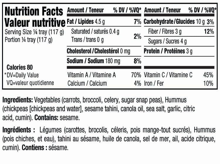 Plateau de crudités Mann's avec du hummus
