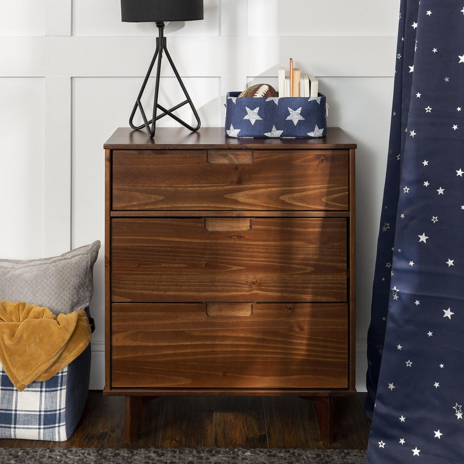 Manor Park 3 Drawer Mid Century Modern Wood Dresser Walnut