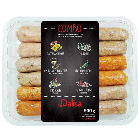 Dalisa 6 Flavours Combo Dinner Sausage 900g, Value Pack, Dalisa Combo saucisses 6 saveurs 900g