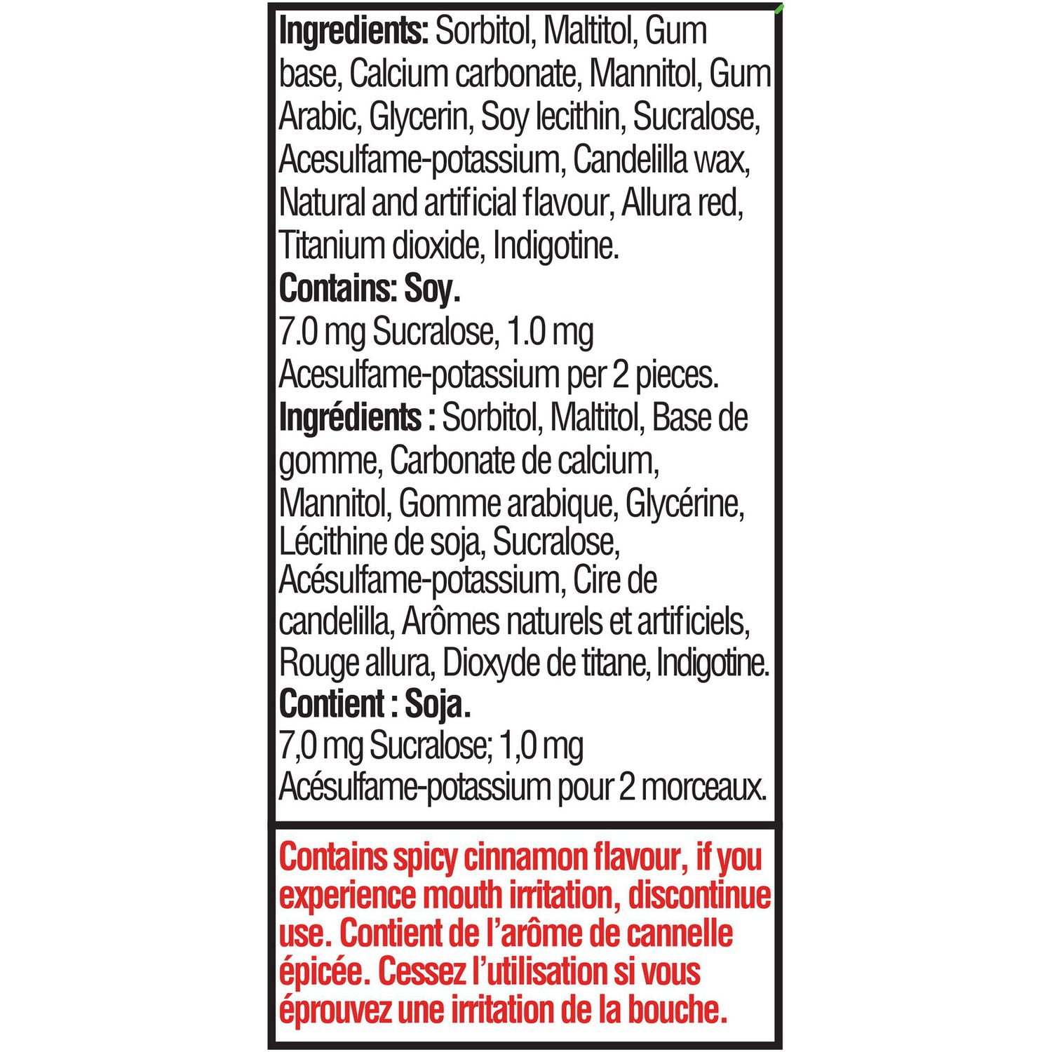 Dentyne Fire Cannelle, gomme sans sucre, 1 flacon (60 morceaux)