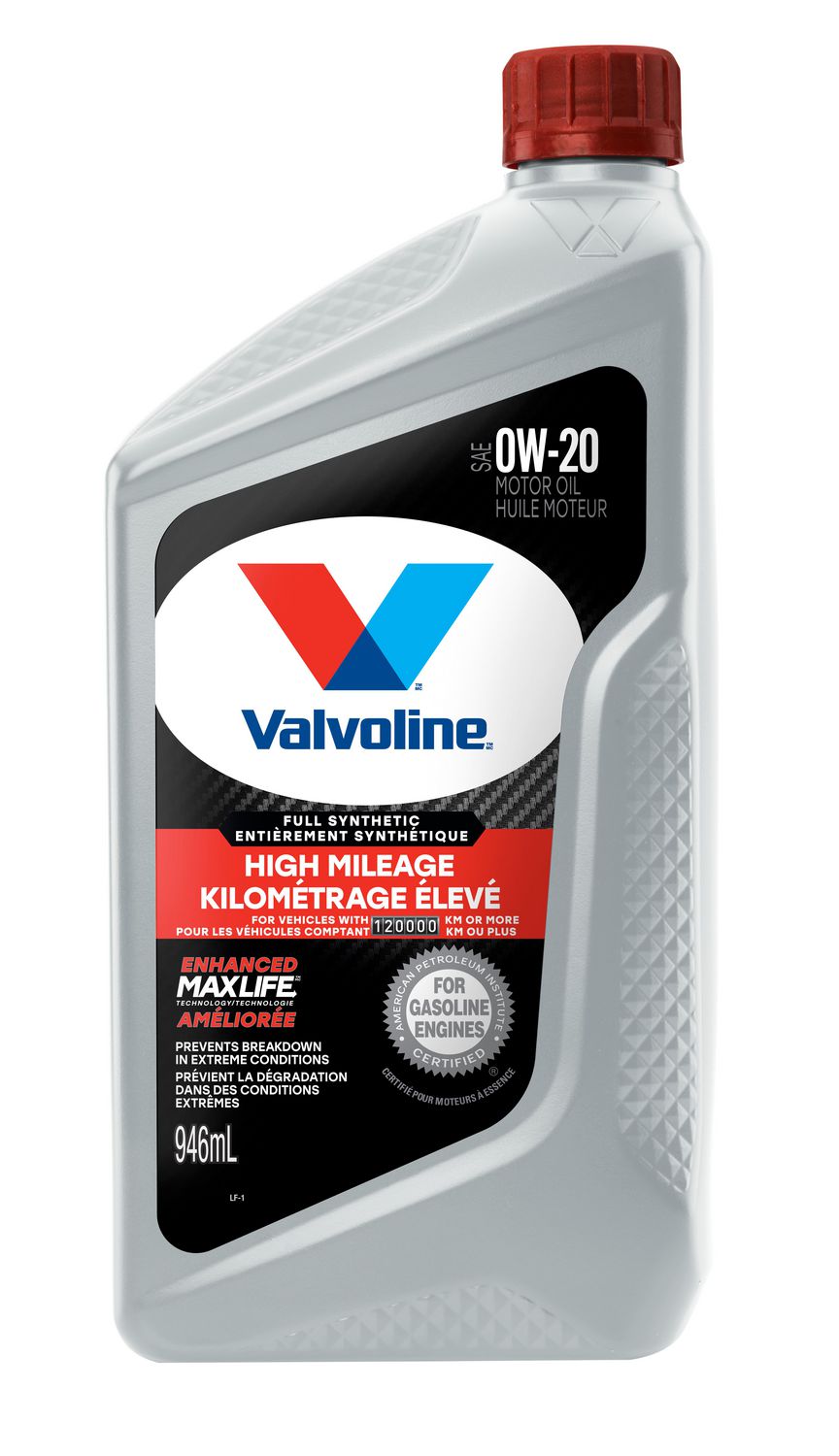 Valvoline Full Synthetic High Mileage 0W20 Motor Oil, 946ML