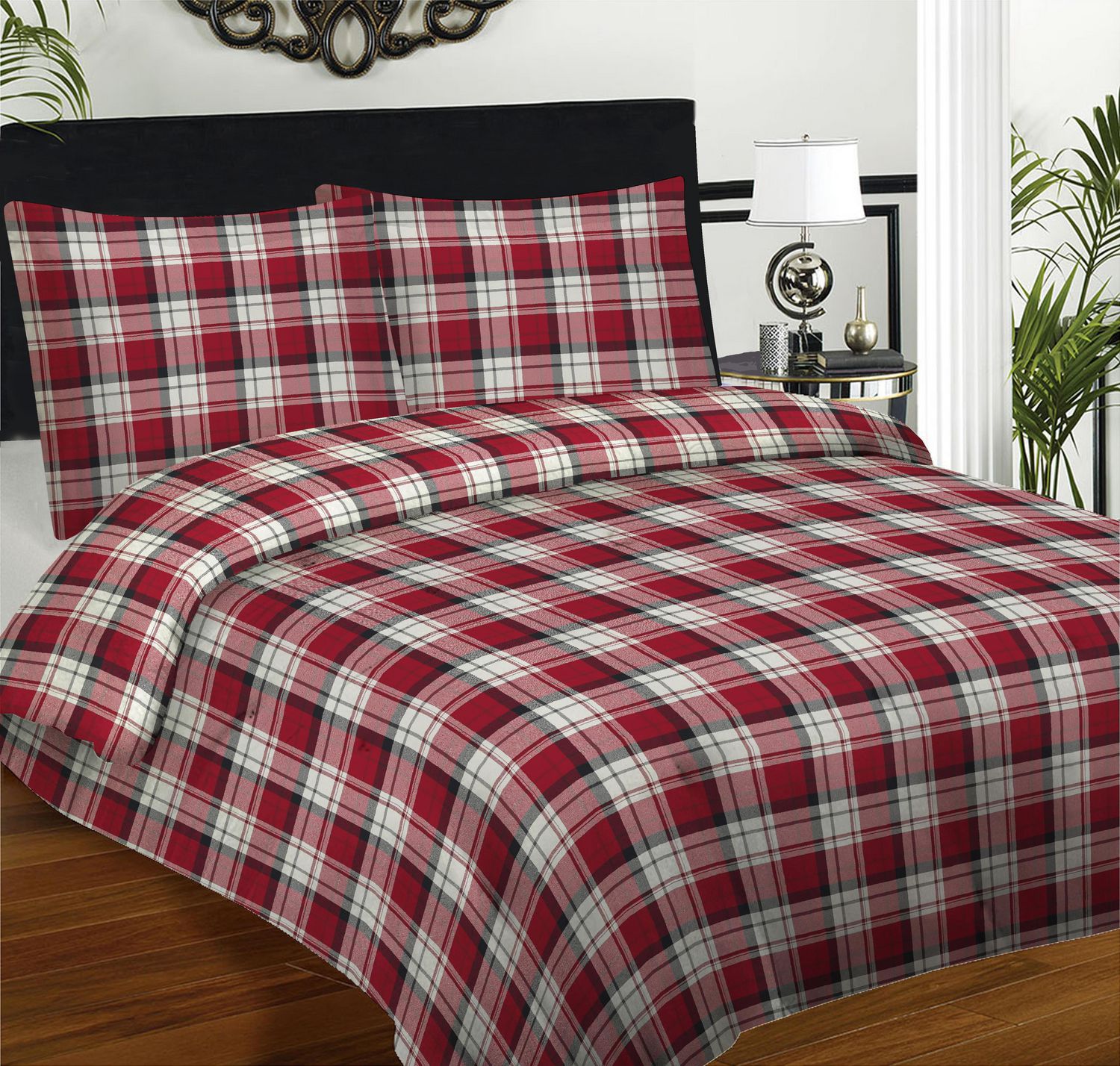 Ensemble de draps en flanelle Johnson Home Xmas Plaid Red ...