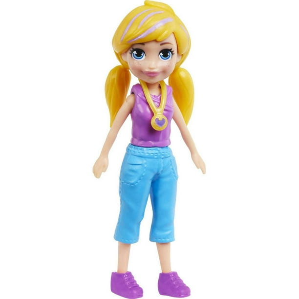 Polly Pocket Friend Clips Shani Doll with Cat Hoodie and Yellow Heart  Shaped Clip, Gift for Kids Ages 4+