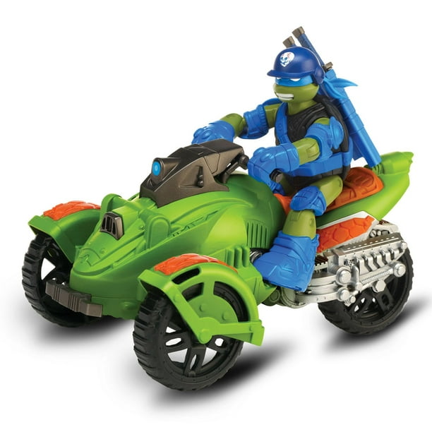 TMNT - Véhicule avec figurine - Moto 3 roues tout terrain avec figurine tortue ninja Leonardo