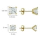Aurelle-Ensemble de Boucles d'oreilles en or jaune 14KT avec zircones cubiques rondes et carrées Swarovski 3mm – image 2 sur 2