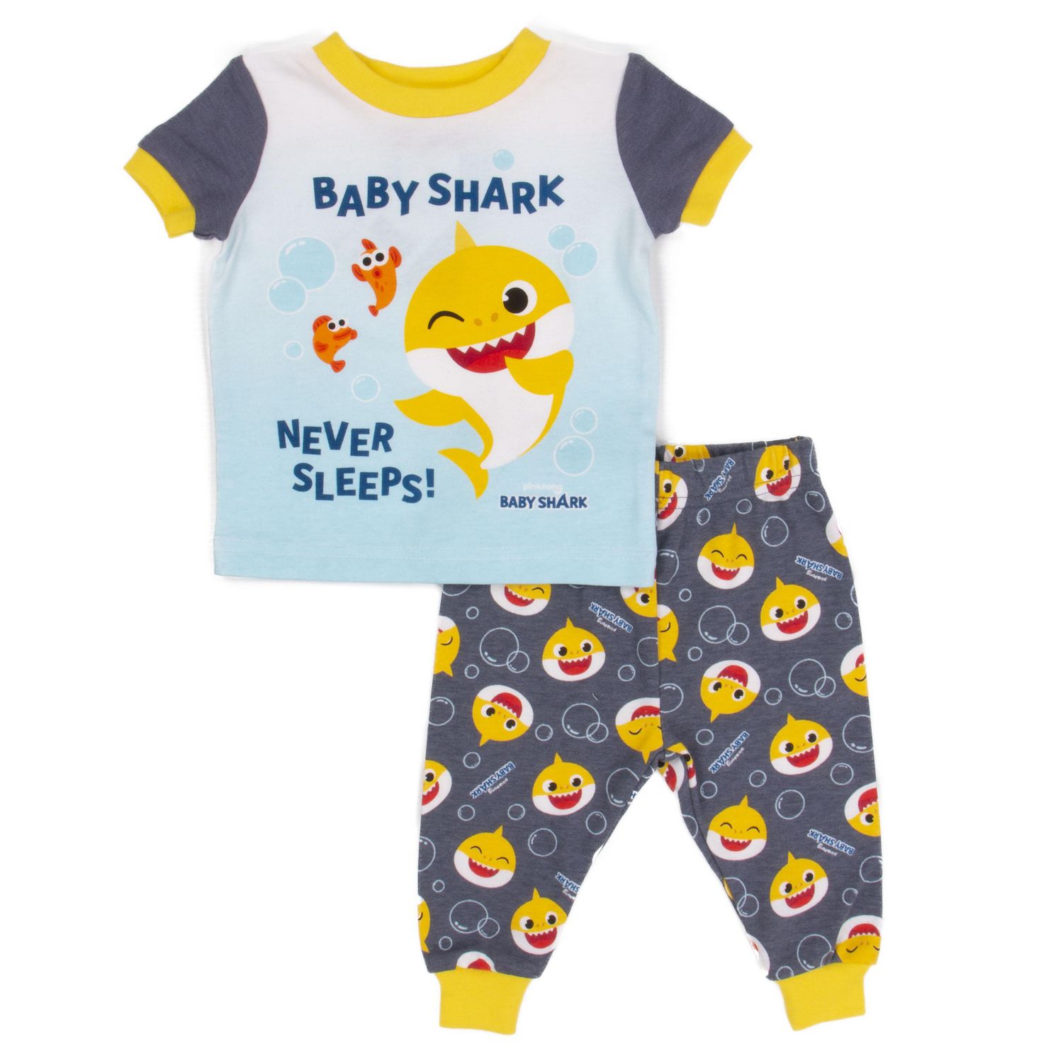 Baby Shark Toddler Boy's Short Sleeve Top and Pant Pyjamas 2 Piece Set 