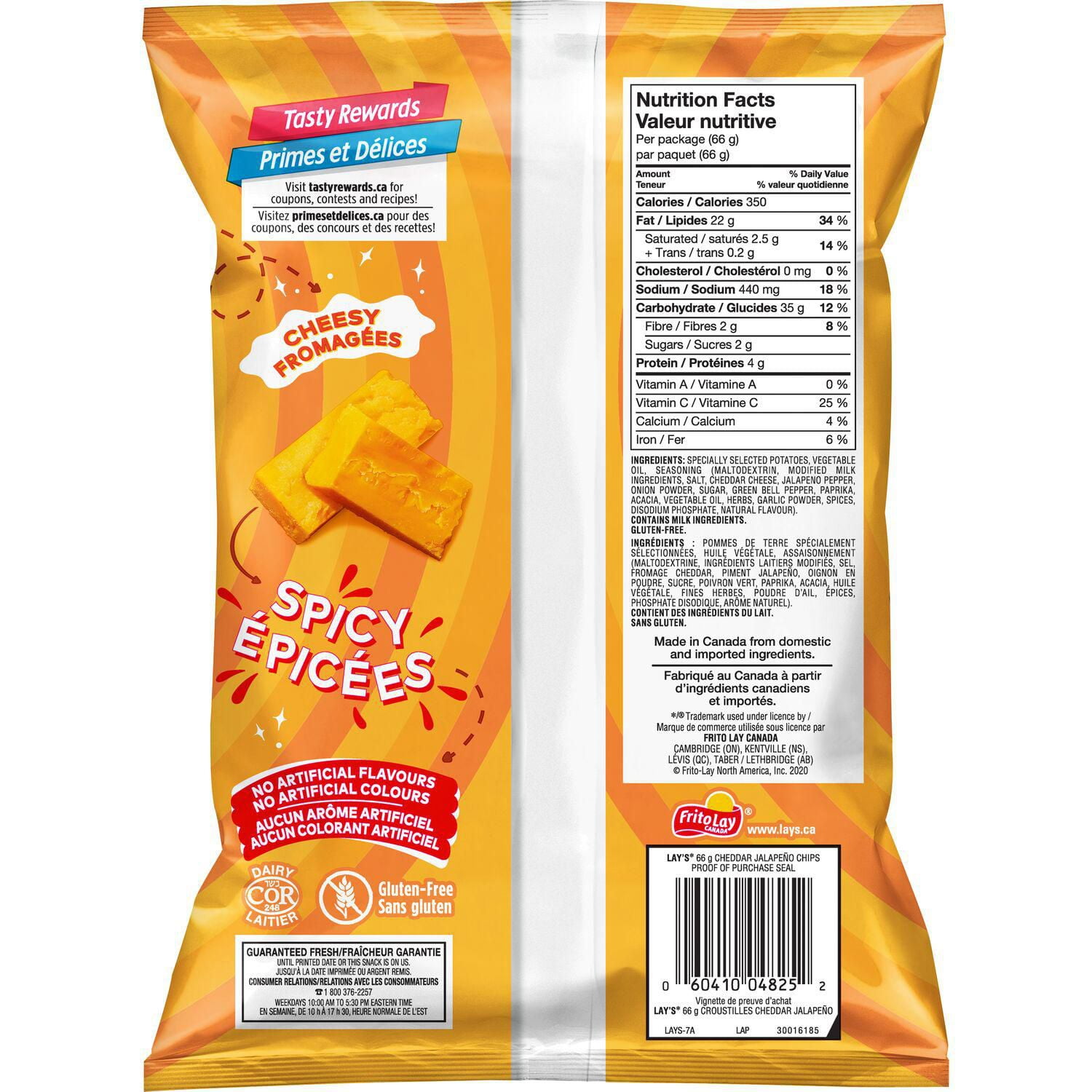 Lay’s Cheddar Jalapeño flavoured potato chips, 66g