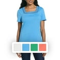 thumbnail image 4 of RAFAELLA Women's Square Neckline Short Sleeve Tee Shirt, 4 of 4