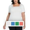 thumbnail image 3 of RAFAELLA Women's Square Neckline Short Sleeve Tee Shirt, 3 of 3