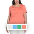 thumbnail image 5 of RAFAELLA Women's Square Neckline Short Sleeve Tee Shirt, 5 of 5