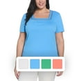 thumbnail image 5 of RAFAELLA Women's Square Neckline Short Sleeve Tee Shirt, 5 of 5