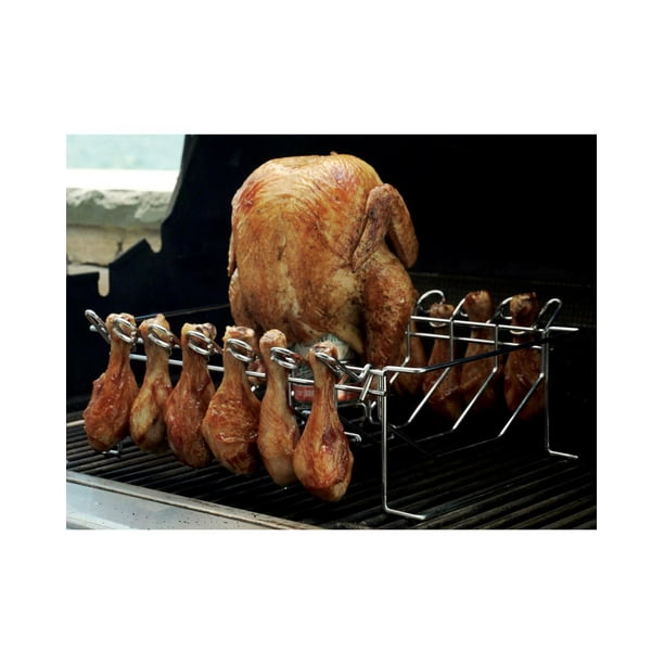 Support De Jambe Et Aile De Poulet Avec 14 Fentes, Support De Rôti En Acier  Inoxydable Pour Gril, Four À Fumée Et Barbecue Au Charbon, Mode en ligne