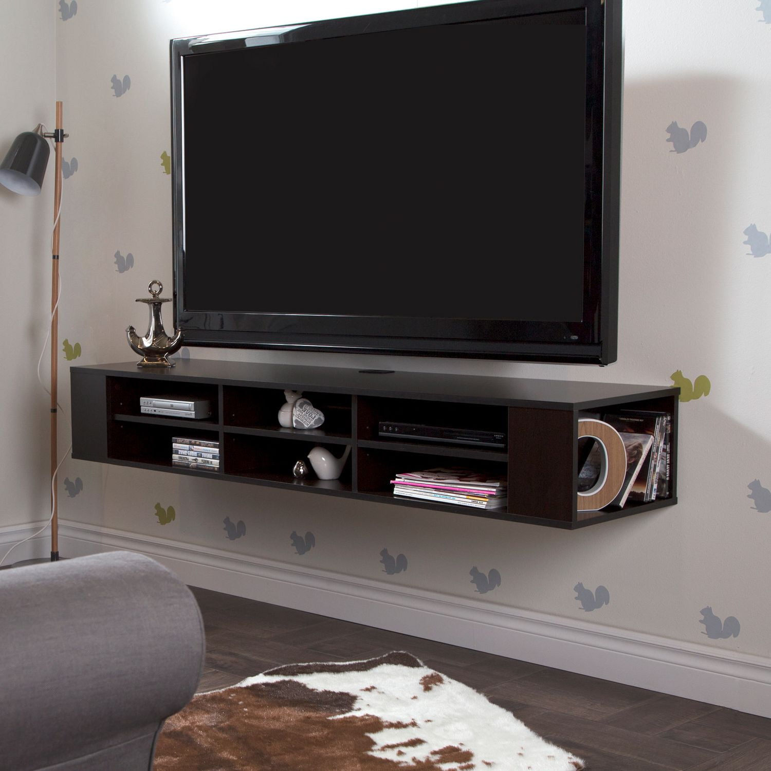 South Shore City Life Wall Mounted Media Console in Chocolate