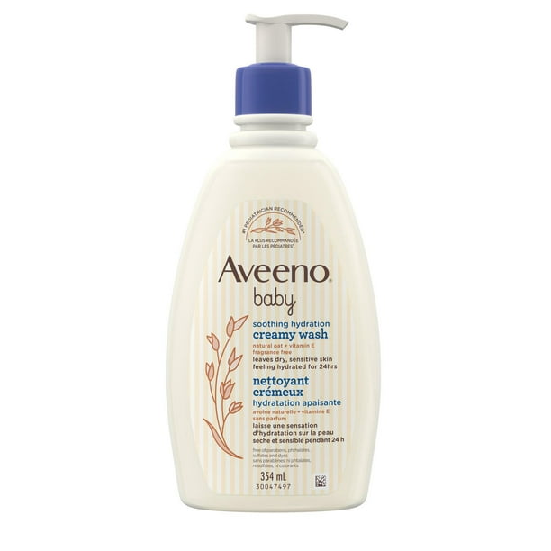Aveeno Baby Nettoyant crémeux Hydratation apaisante pour la peau sensible - Avoine naturelle + vitamine E - Sans parfum