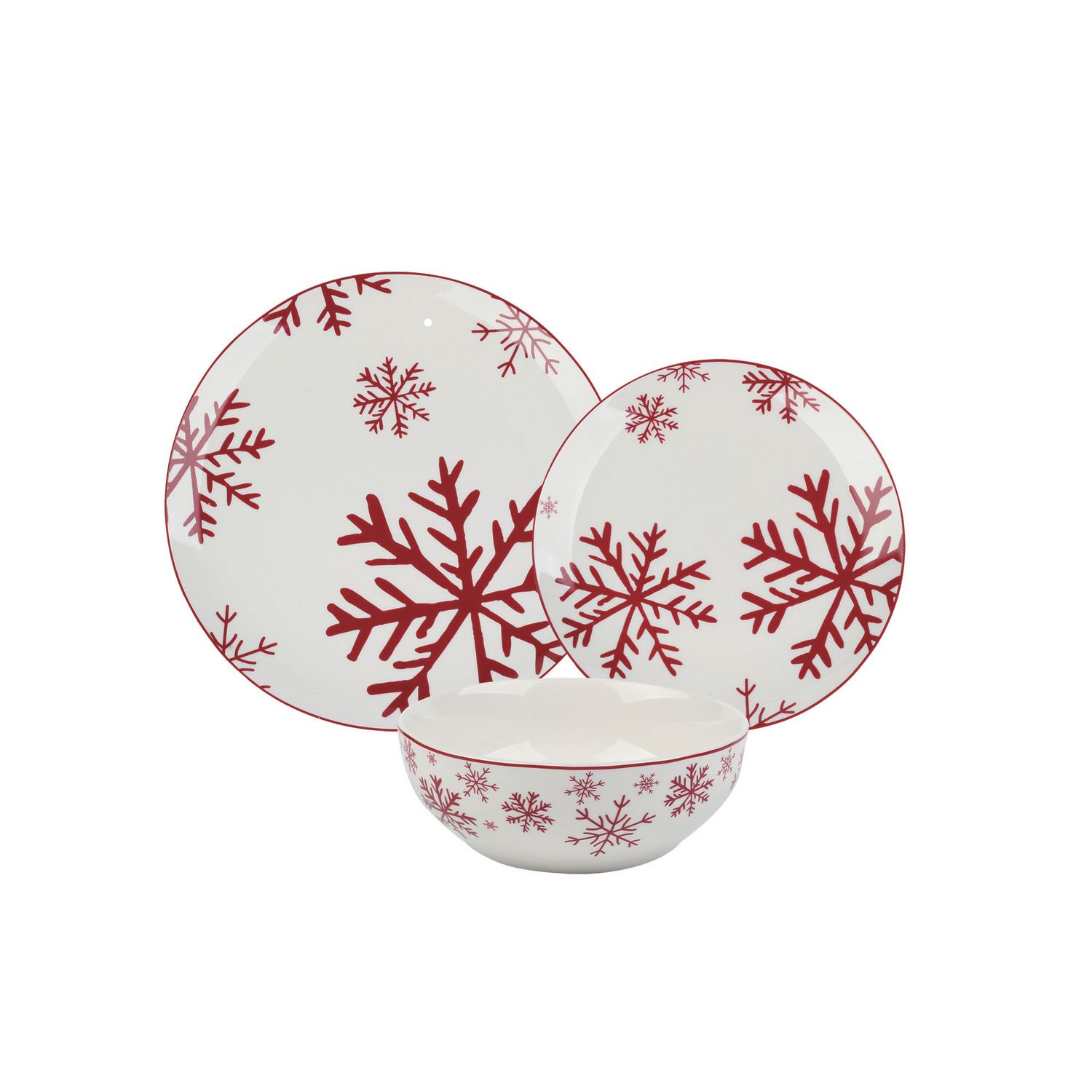 Holiday Time Ceramic Snowflake Dinnerware Set ,12 Pieces 