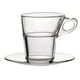 Duralex - Tasse à café Caprice empilable en  verre transparent 220 ml & soucoupe 14 cm - 6 ensembles – image 1 sur 4