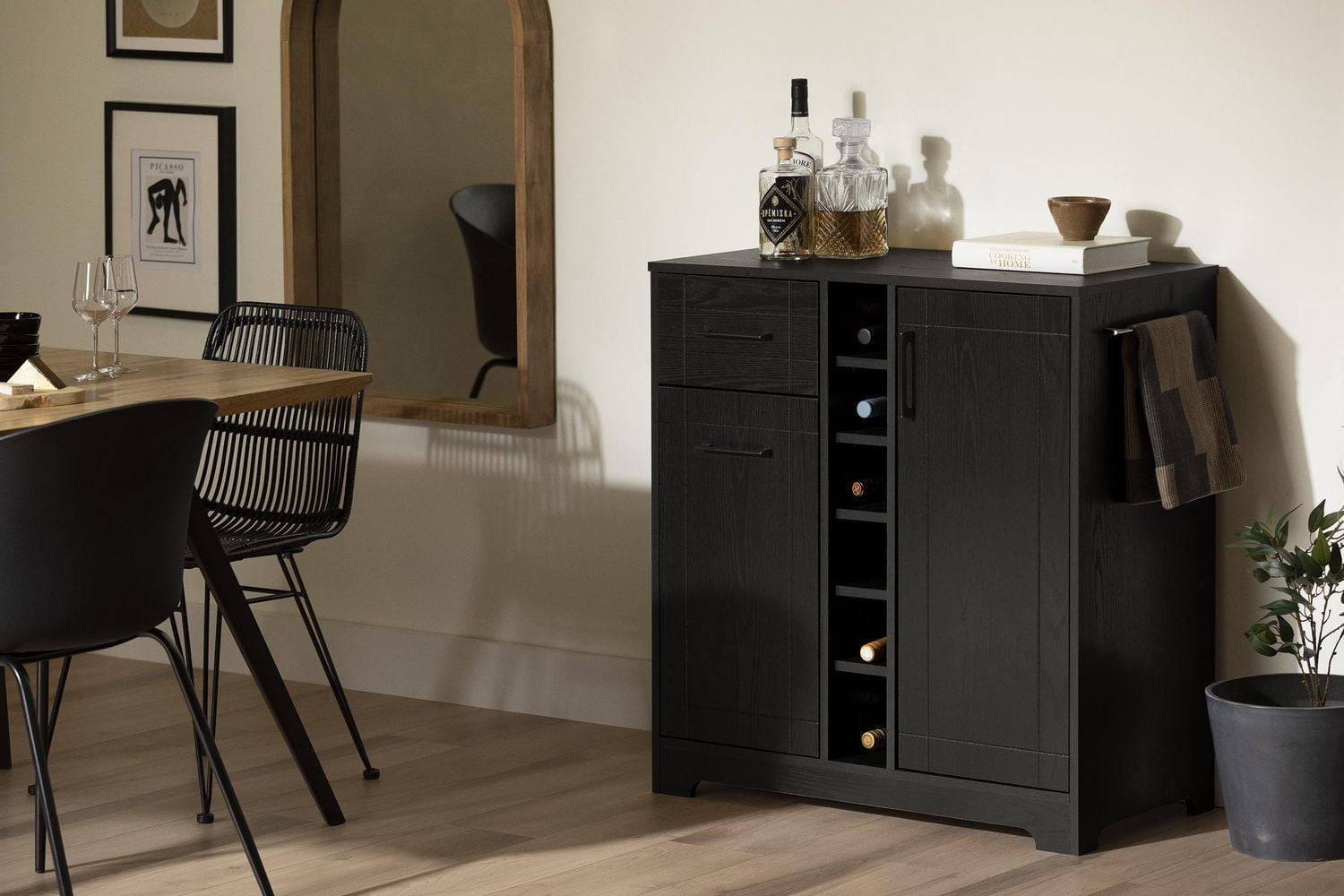 South Shore Vietti Bar Cabinet with Bottle and Glass Storage