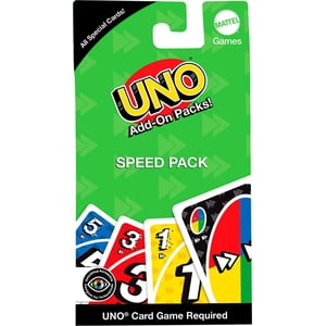 UNO Add-on-Packs Speed Pack Card Game for Kids, Family & Game Nights, Travel, Camping & Parties