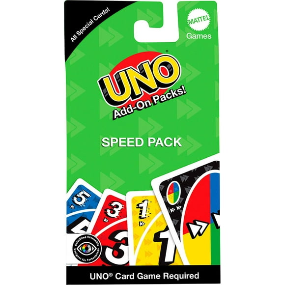 UNO Add-on-Packs Speed Pack Card Game for Kids, Family & Game Nights, Travel, Camping & Parties, Ages 7Y+
