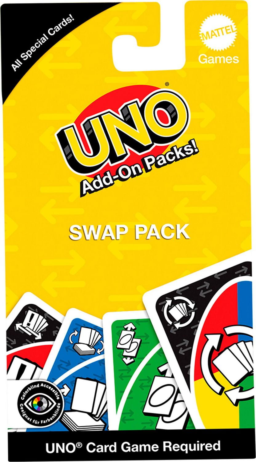 UNO Add-on-Packs Swap Pack Card Game for Kids, Family & Game Nights, Travel, Camping & Parties, Ages 7Y+