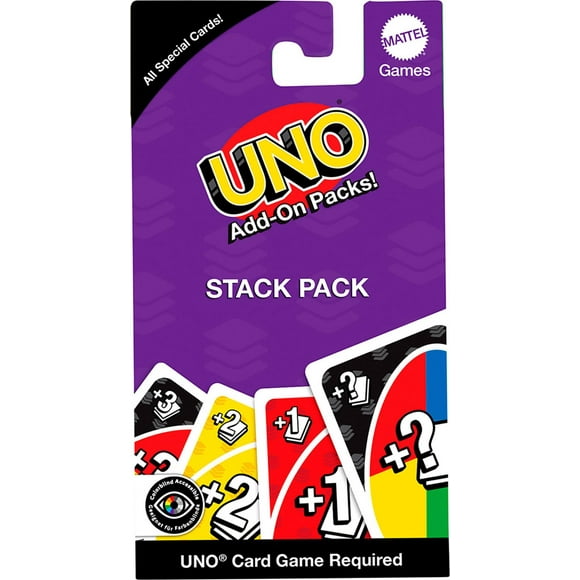 UNO Add-on-Packs Stack Pack Card Game for Kids, Family & Game Nights, Travel, Camping & Parties, Ages 7Y+