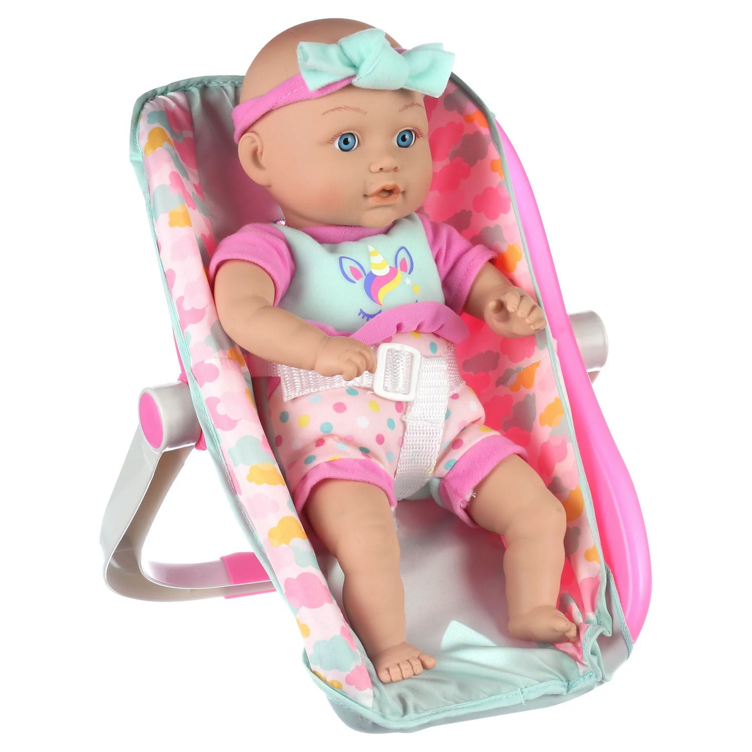 My Sweet Baby 13 inch Baby Doll with Carrier and Handle Play Set Pink Theme Baby on the go