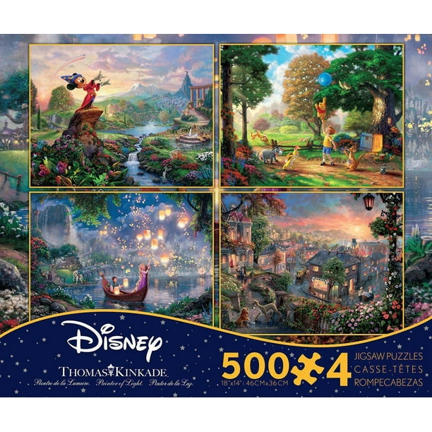 Ceaco: Thomas Kinkade -Disney Dreams Collection (Fantasia, Lady & the Tramp, Winnie the Pooh, Tangled) 4-in-1 casse tête