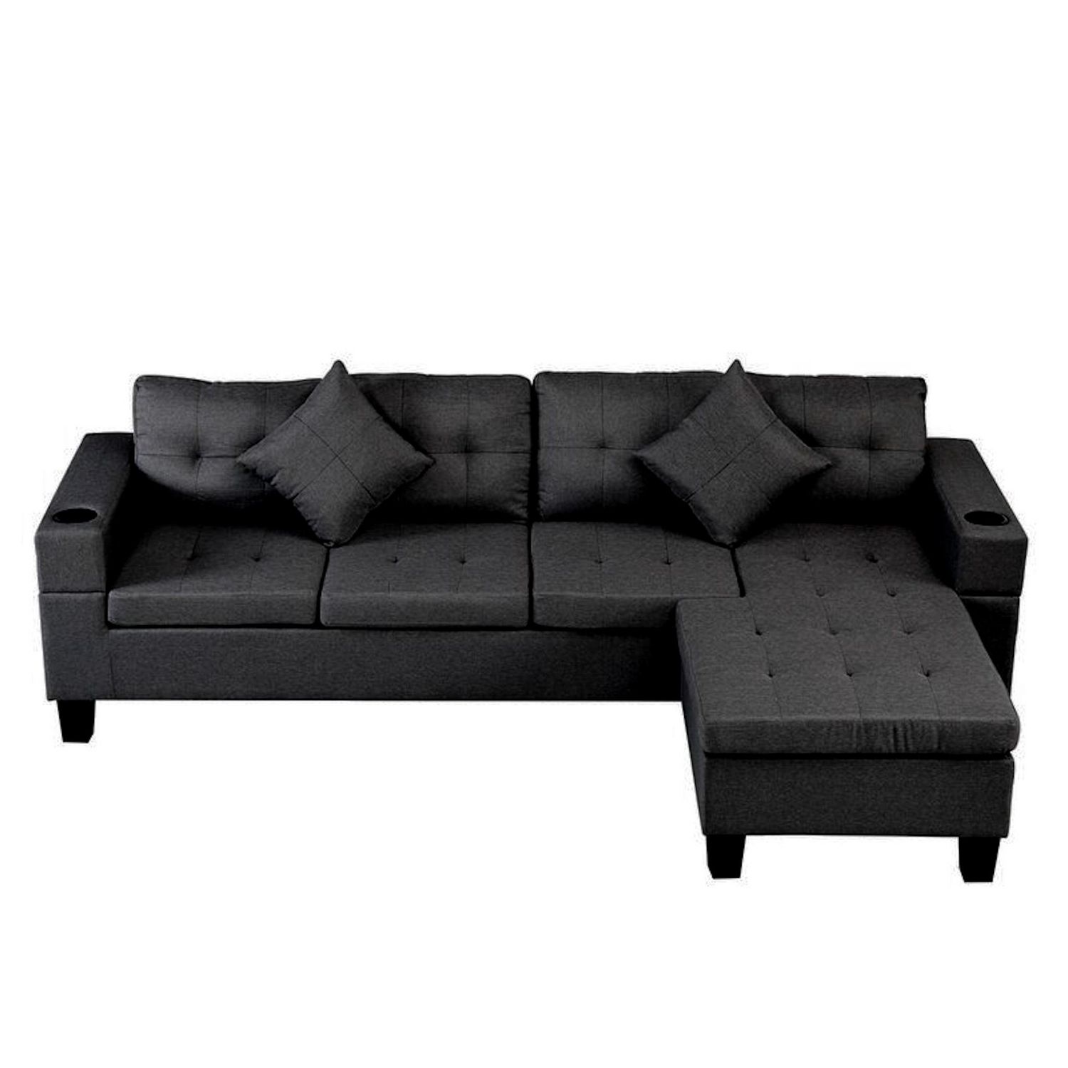 Aerys Sectional Sofa Couch, Reversible Upholstered L-Shaped Sofa