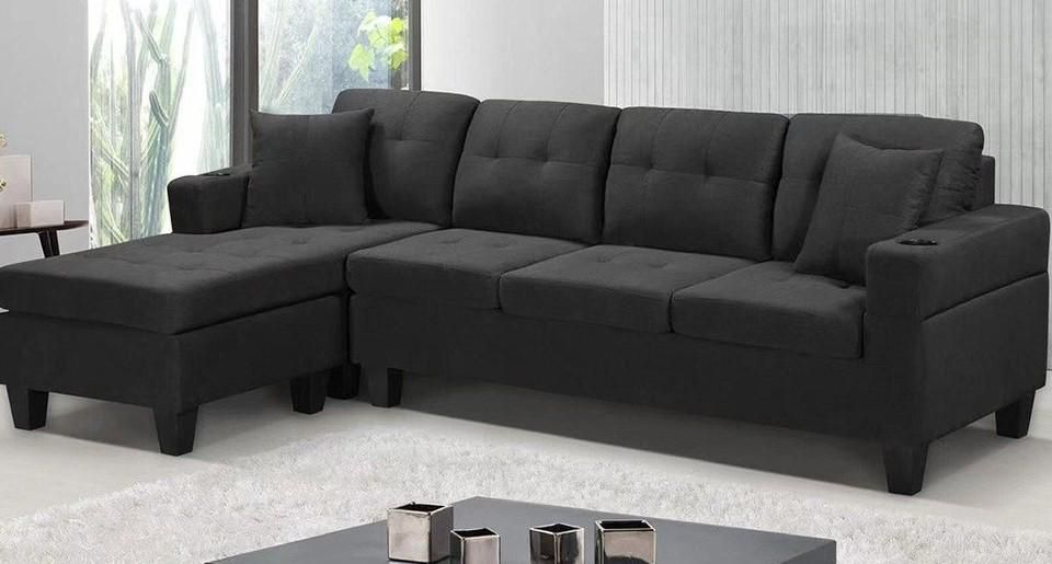 Aerys Sectional Sofa Couch, Reversible Upholstered L-Shaped Sofa