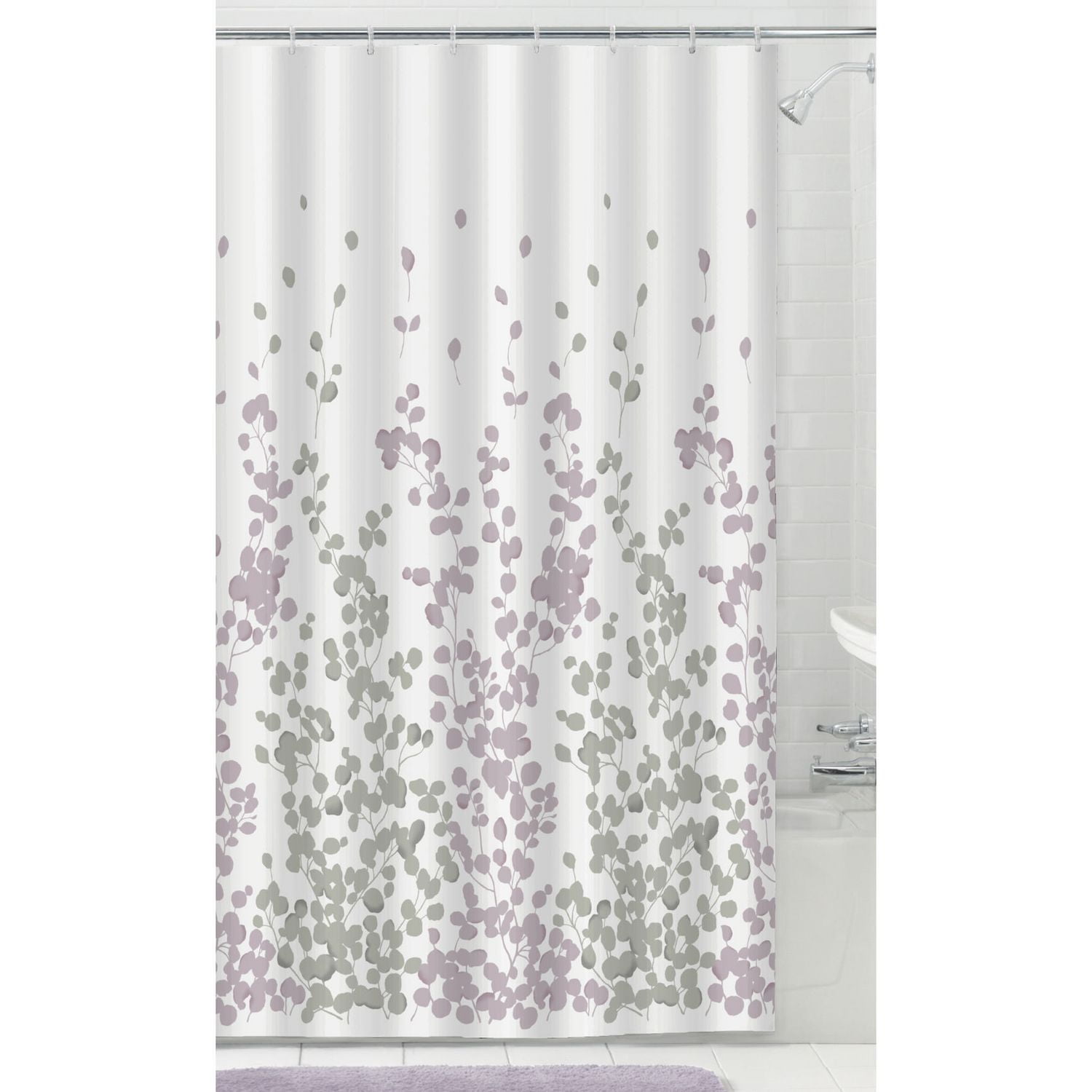 Mainstays Fabric Shower Curtain with 12 Hooks: 13 Piece Shower Set, Shower  curtain/hooks 