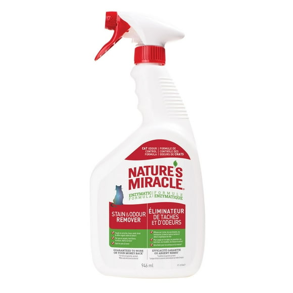 Nature's Miracle Éliminateur de taches et d'odeurs pour les chats, 946ml Formule enzymatique forte!