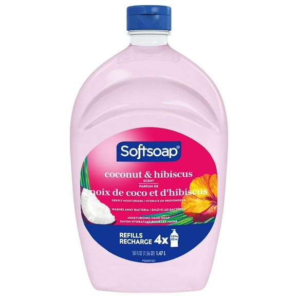 Softsoap Coconut and Hibiscus Moisturizing Liquid Hand Soap, 50 oz Refill Bottle, Liquid Hand Soap, 50 oz Refill Bottle