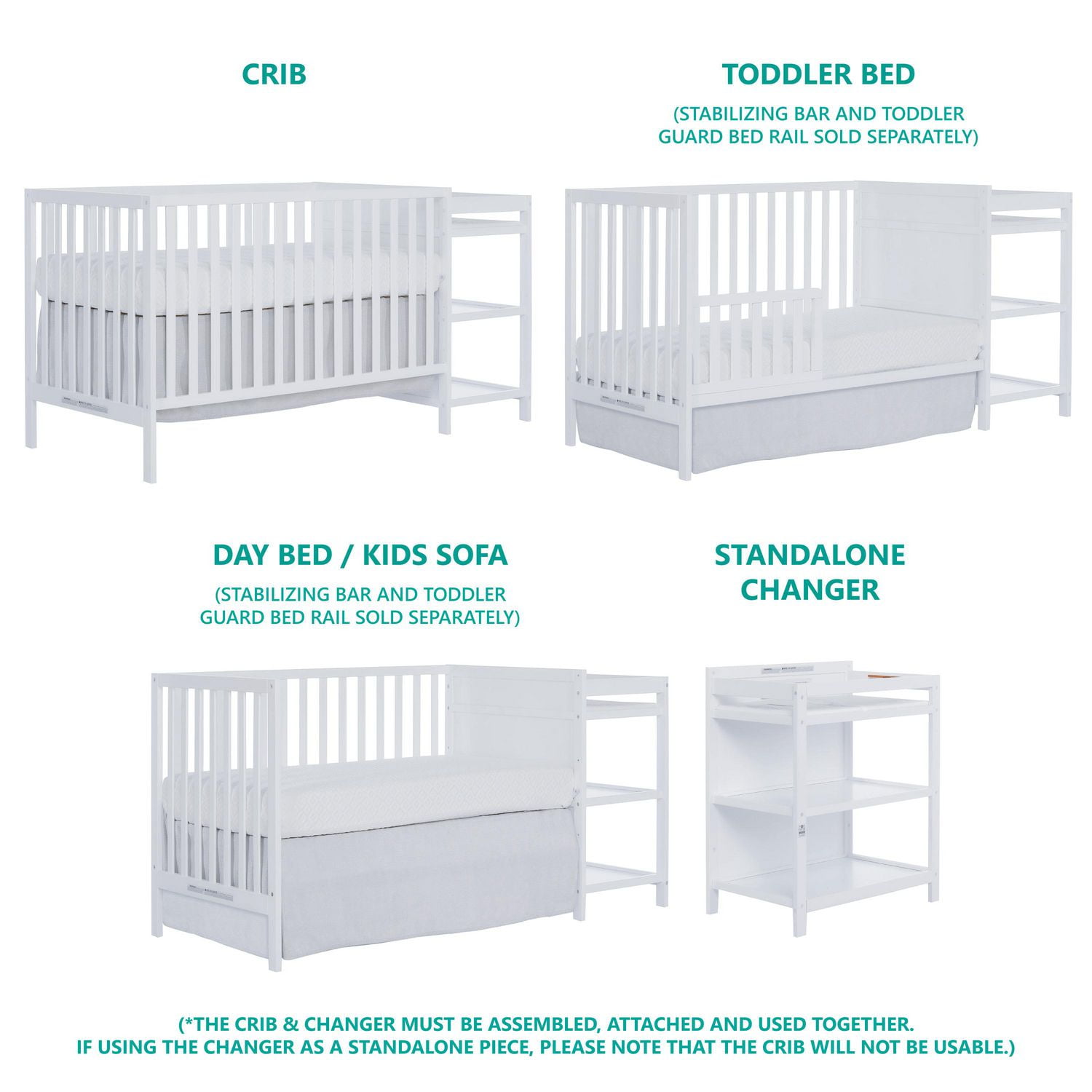 Dream On Me Hamilton 4 in 1 Convertible Crib and Changer Style 679