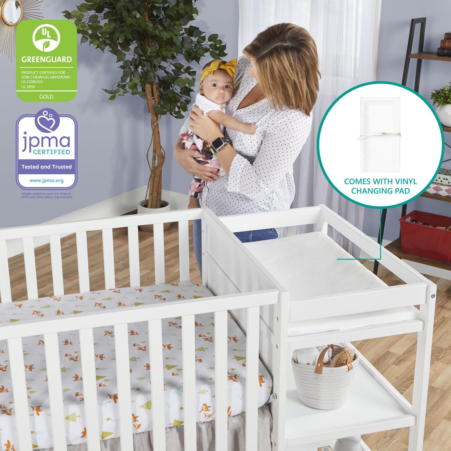 Crib side hotsell changing table