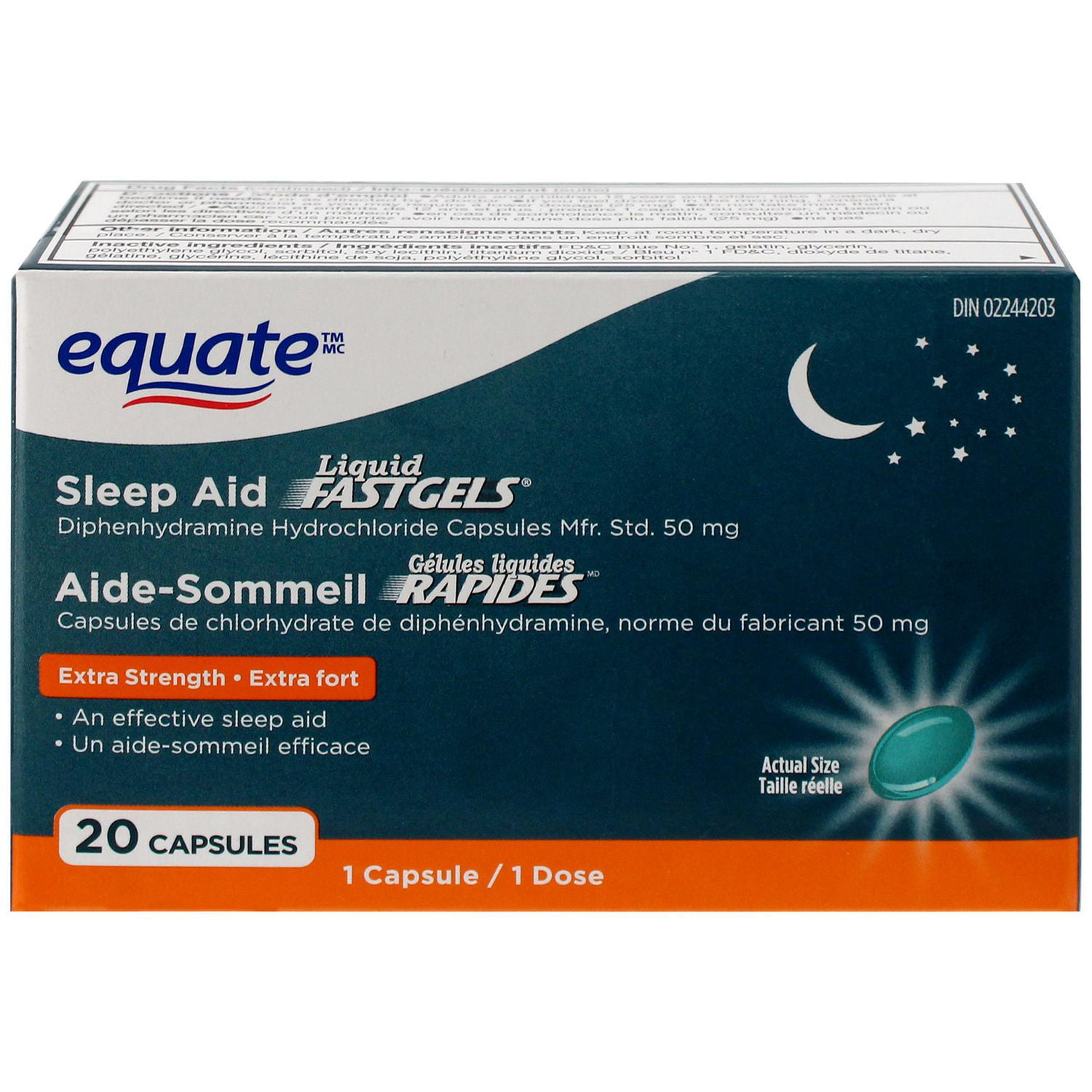 Equate Sleep aid, Liquid Fastgels, Diphenhydramine Hydrochloride