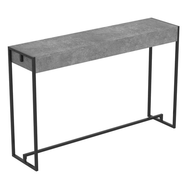 SAFDIE & CO. Table console blanche avec base en métal blanc, 32 po