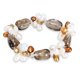 Miadora Bracelet avec perles blanches, or et brunes 5-7 mm et quartz fumé – image 1 sur 3