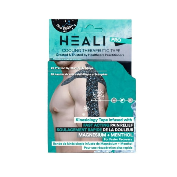 Heali Pro Kinesiology Tape - Blue Splatter, Pro Kin Tape Infused Mg & Menthol-BLU SPLTR