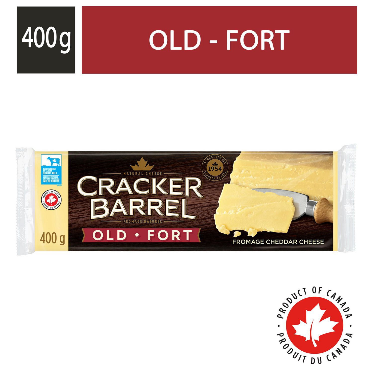 Cracker Barrel Old White Cheddar Cheese Block, 400g