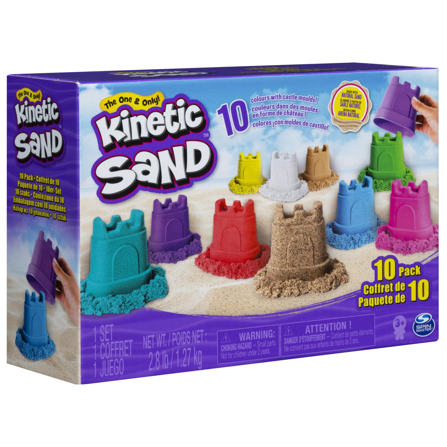 Kinetic Sand, Castle Containers 10-Color Pack Colored Sand Toys for Kids  Aged 3 and up 